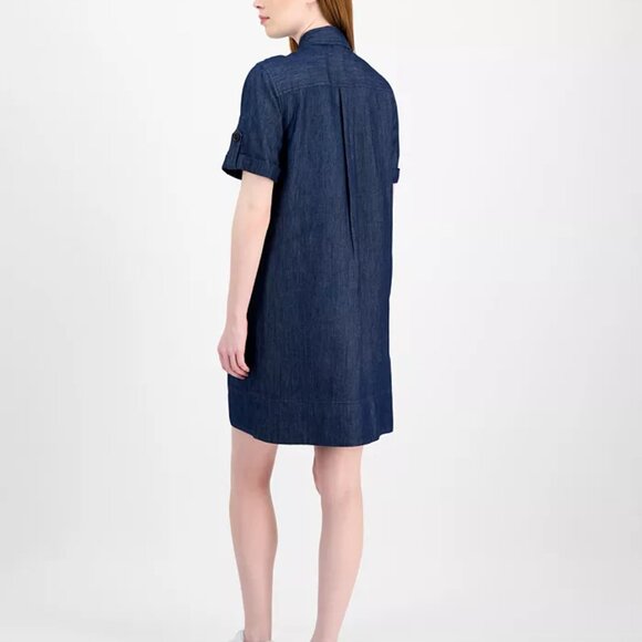 Tommy Hilfiger Utility Pocket Chambray Button-Front Minidress - Picture 3 of 8